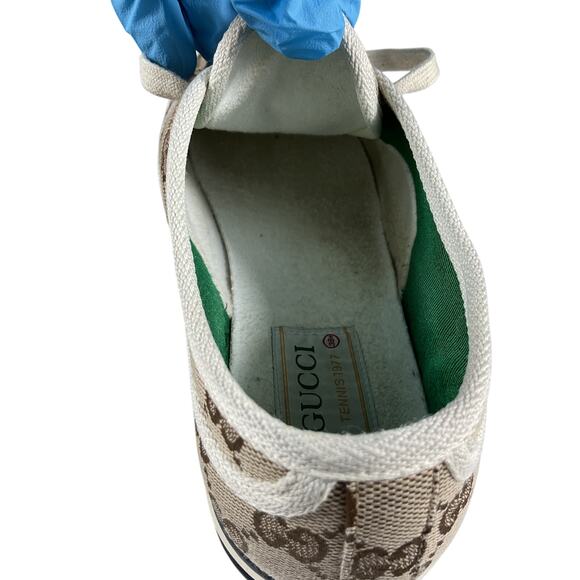 Gucci 'Gg' Brown Textile Tennis Sneakers Size 8 - Picture 9 of 16